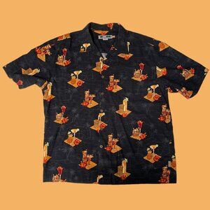 QuikSilver Hawaiian/Aloha Shirt ~ Tiki Mugs ~ Men's LARGE